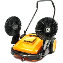 Industrial Floor Sweeper with Triple Brooms, 38 inch Outdoor and Indoor Hand Push Floor Sweeper, 38,000 Square feet per Hour, 12 gal Waste Container