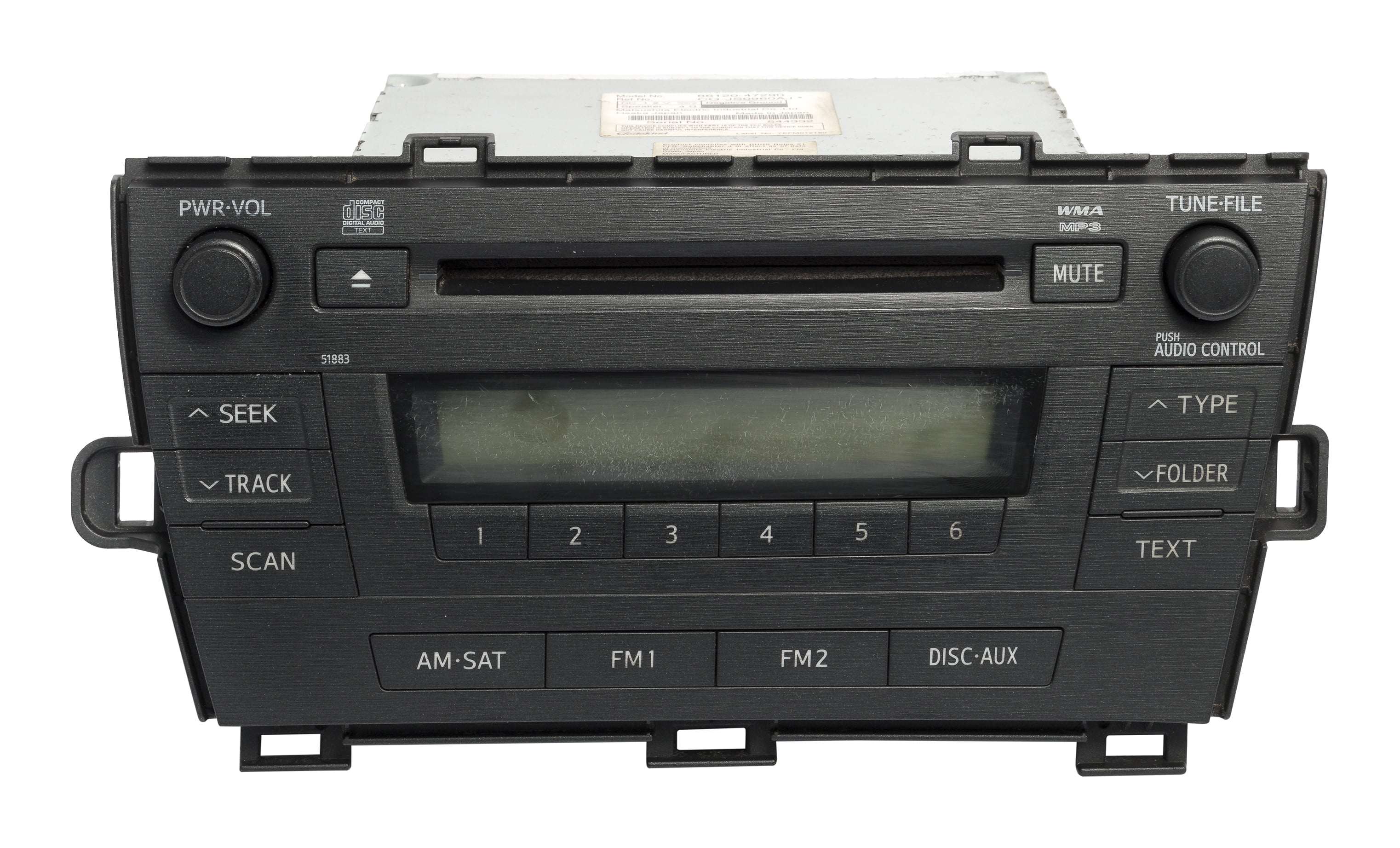 Restored 2010-11 Toyota Prius AM FM Radio Single Disc CD Player 86120-47290 Opt 51883 (Refurbished)