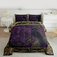thumbnail image 2 of Feelyou Western Halloween Full Size Comforter Sets, Magical Crow Bedding Comforter Set, Purple Gold Damask Reversible Bedding Sets, Microfiber Bedroom Decor,3 Pieces, 2 of 8