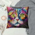 thumbnail image 2 of GOSMITH  Throw Pillow Cover with Cute Cat Printed, Colorful Art Cat Pattern Throw Pillow Case with Hidden Zipper, Square Decorative Cushion Covers Pillowcase Home Sofa Bedroom Car, 2 of 5