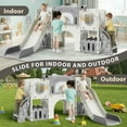 thumbnail image 2 of Arlopu 10 in 1 Toddler Swing & Climber Set, Indoor Outdoor Slide Playset with Drawing Board, Basketball Hoop, Tunnel, Storage & Telescope, 2 of 9