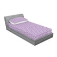 thumbnail image 3 of Geometric Bedding Set with Sheet & Covers, Triangular Shapes Forming Effect Repeating Pattern Monochrome Lattice Art, Printed Bedroom Decor 2 Shams, 4 Sizes, Violet and White, by Ambesonne, 3 of 3