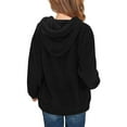 thumbnail image 5 of SERTG Big Kids Girls Solid Color Fleece Lined Hooded Sweatshirt Long Sleeve Warm Pullover Fall Winter Casual Plush Outerwear for Children 8-14 Years(Black,5 Years), 5 of 8