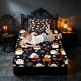 thumbnail image 5 of Homewish Halloween Cute Ghost Pumpkin Twin Sheets, Bat Skull Candy Bedding, Black Orange White, 3-Piece (1 Flat Sheet, 1 Fitted Sheet and 1 Pillowcase), 5 of 6