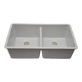 thumbnail image 2 of Lexicon Platinum 32 Inch Quartz Composite 50/50 Kitchen Sink Double Bowl Includes 2 Stainless Steel Grid, 1 Decorative Color Matched Drain Basket Strainer and 1 Disposal Flange LP-5050 White, 2 of 10