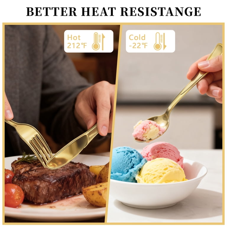 GPED Gold Plastic Silverware Set, 300-Piece photo 2