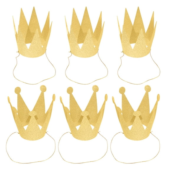 BESTOYARD 6Pcs Glitter Golden Birthday Crowns Perfect for Party Wear and Festive Celebration Accessories