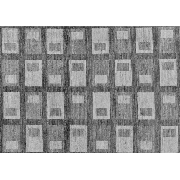 Ahgly Company Indoor Rectangle Abstract Gray Modern Area Rugs, 7' x 9'