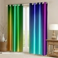thumbnail image 2 of Erosebridal Rainbow Ombre Curtains & Drapes Green Teal Blue Pink Abstract Curtains,Stripe Geometric Curtains Blackout Neon Stripes Window Curtain Bedroom Decor, 2 of 6