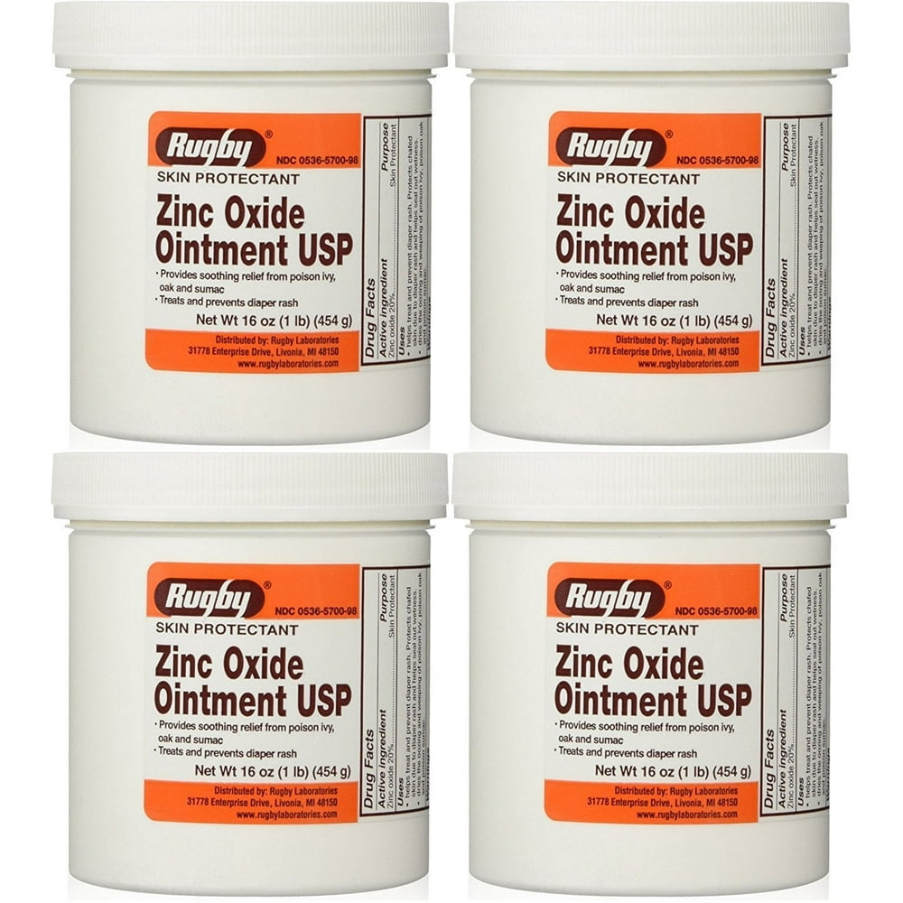 Rugby Zinc Oxide, Skin Protectant Ointment, 16 oz. (Pack of 4