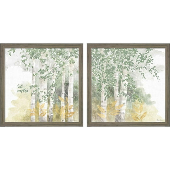 Great Art Now Natures Leaves Sage B by Beth Grove, 2 Piece Framed Art Set Each 13"W x 13H