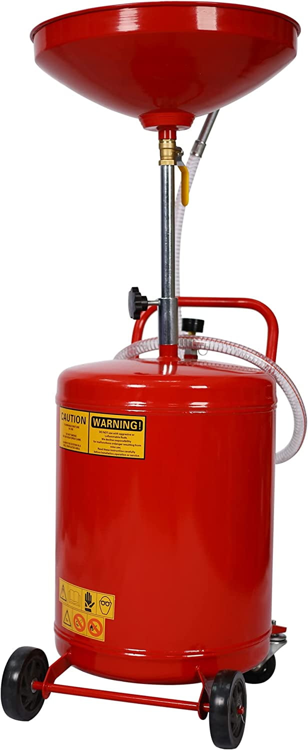 Oil Drain Tank 18 Gallon with Hand Pump, Portable Pressurized Air