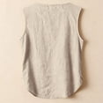 thumbnail image 5 of Cotton Linen Tank Tops for Women Hollow Out Sleeveless Embroidered Boho Tops V Neck Blouse Loose Beach Vacation Tops, Beige 2XL, 5 of 7