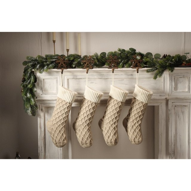 medias de Navidad de punto trenzado de 18 pulgadas, tamaño grande, decoraciones para decoración de temporada de vacaciones familiaresMetro4PCS
