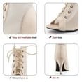 thumbnail image 4 of Pmoiste Summer Mesh Booties for Women High Heel Sandals Peep Toe Lace Up Sexy Stiletto Heels Dance Shoes Nude 4.5, 4 of 6