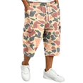 thumbnail image 2 of LTTVQM Camo Print Cargo Capri Shorts Dark Oak Topo Camo Multi Side Pockets Drawstring Waist Mens Walking 3/4 Capri Trousers Vermilion 3XL, 2 of 7