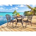 thumbnail image 7 of Haverchair 3 Piece Bistro Set Outdoor Cast Aluminum Patio Dining Set Table and Chairs Outside Bistro Furniture 2 Chairs and 1 Square Table for Lawn Garden, 7 of 7