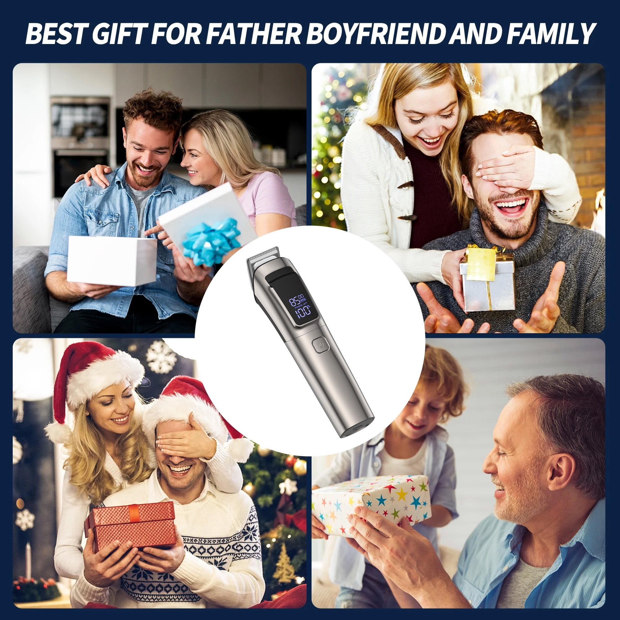Beard Trimmer for Men, Electric Razor Shavers for Men, Cordless Rechargeable Waterproof Grooming Kit for Shaving Face, Mustache Nose Body Hair Trimmer Clipper, LED Display, Gifts for Him