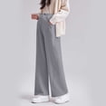 thumbnail image 2 of FAVIPT Womens Postpartum Pants Over The Belly Elastic Waist Pants Solid Straight Wide Leg Pant with Drawstring Gray,XL, 2 of 5