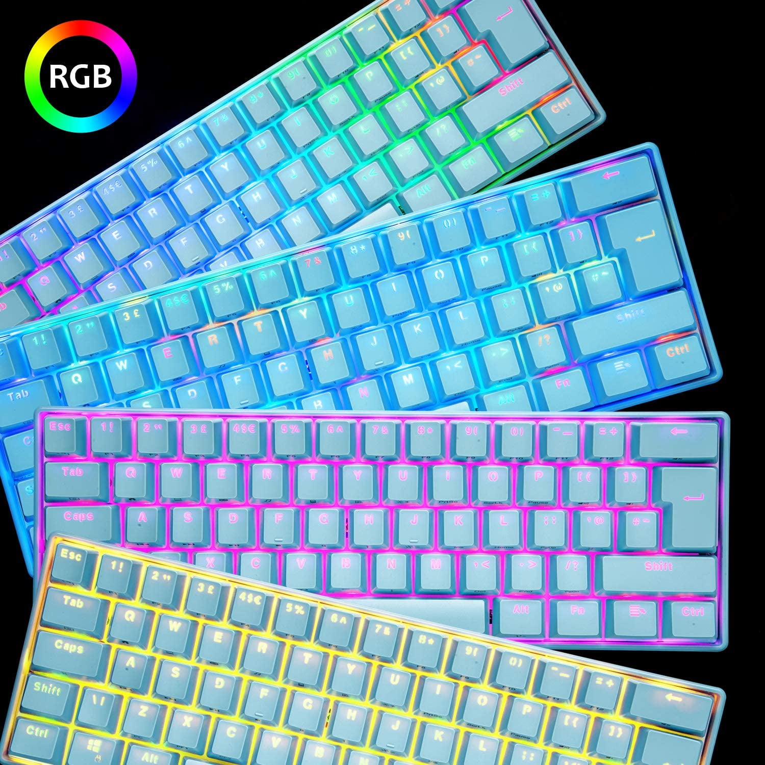 Magic-Refiner RGB compact Type-C USB Mechanical Keyboard with USB Cable & User Manual, Blue