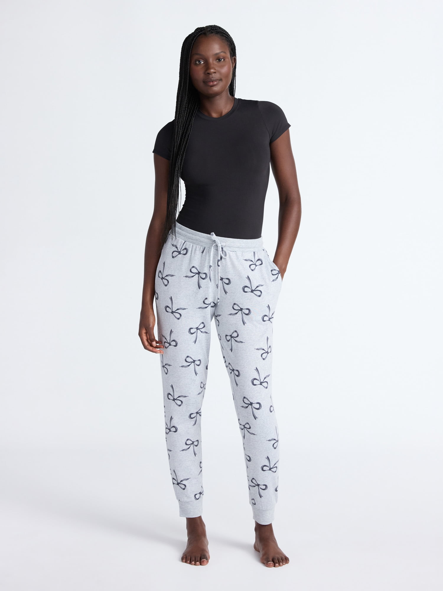 Joyspun Women's Cozy Lounge Collection Hacci Knit Sleep Joggers, 29'' Inseam, Sizes XS-3X
