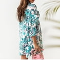 thumbnail image 5 of USSUMA Tropical Print Short Beach Dresses for Women Casual Summer V Neck Half Sleeve Plus Mini Sundresses Women Pleated Button Down T Shirt Loose Vacation Sun Dress Wedding Guest, 5 of 8