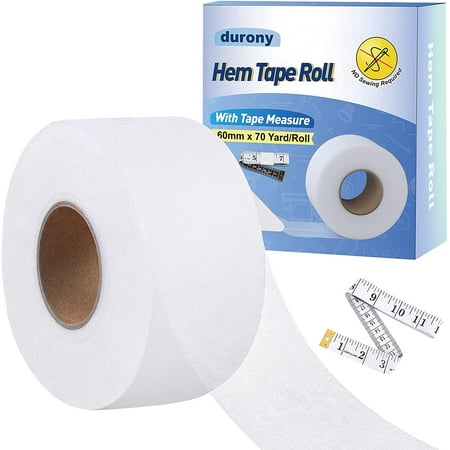 HHHC 70 Yard Hem Tape No Sew Hem Tape Roll White Hemming Web Fabric Fusing  Tape