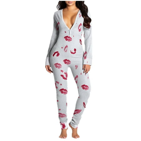 

Tangnade home pajamas Women s Button-down Front Functional Buttoned Flap Adults Jumpsuit Women Pants Red M