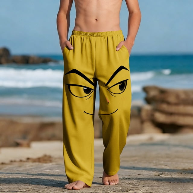 Pantalones largos para niños y niñas, de moda, estampados, casuales, de playa, con bolsillos.