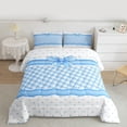 thumbnail image 2 of jejeloiu Ribbon Bow Print Queen Comforter Set,Blue Bowtie Love Bedding Comforter Set For Kids Reversible 3 Pieces, 2 of 8