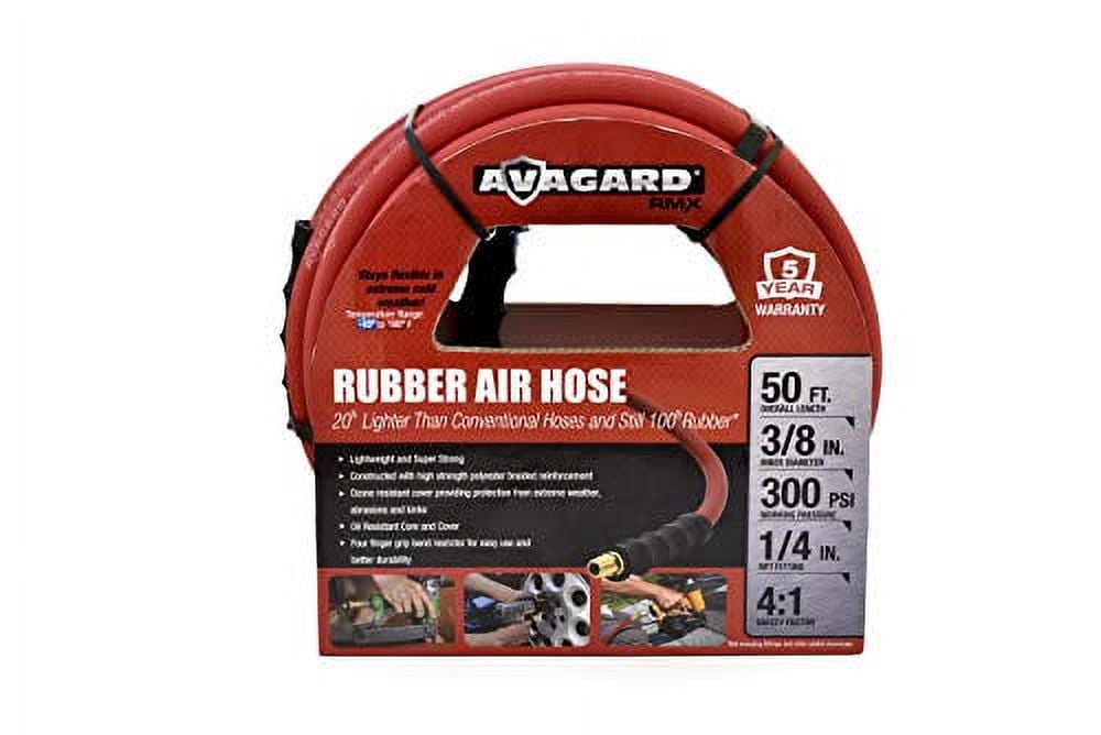 AVAGARD AVG3850 3/8" x 50' Premium Rubber Air Hose, Ozone and UV Resistant