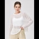 thumbnail image 4 of Blusa de Entrenamiento Holgada de Larga con Transparente para Mujer, Cuello Redondo y Mangas Largas S, 4 of 8