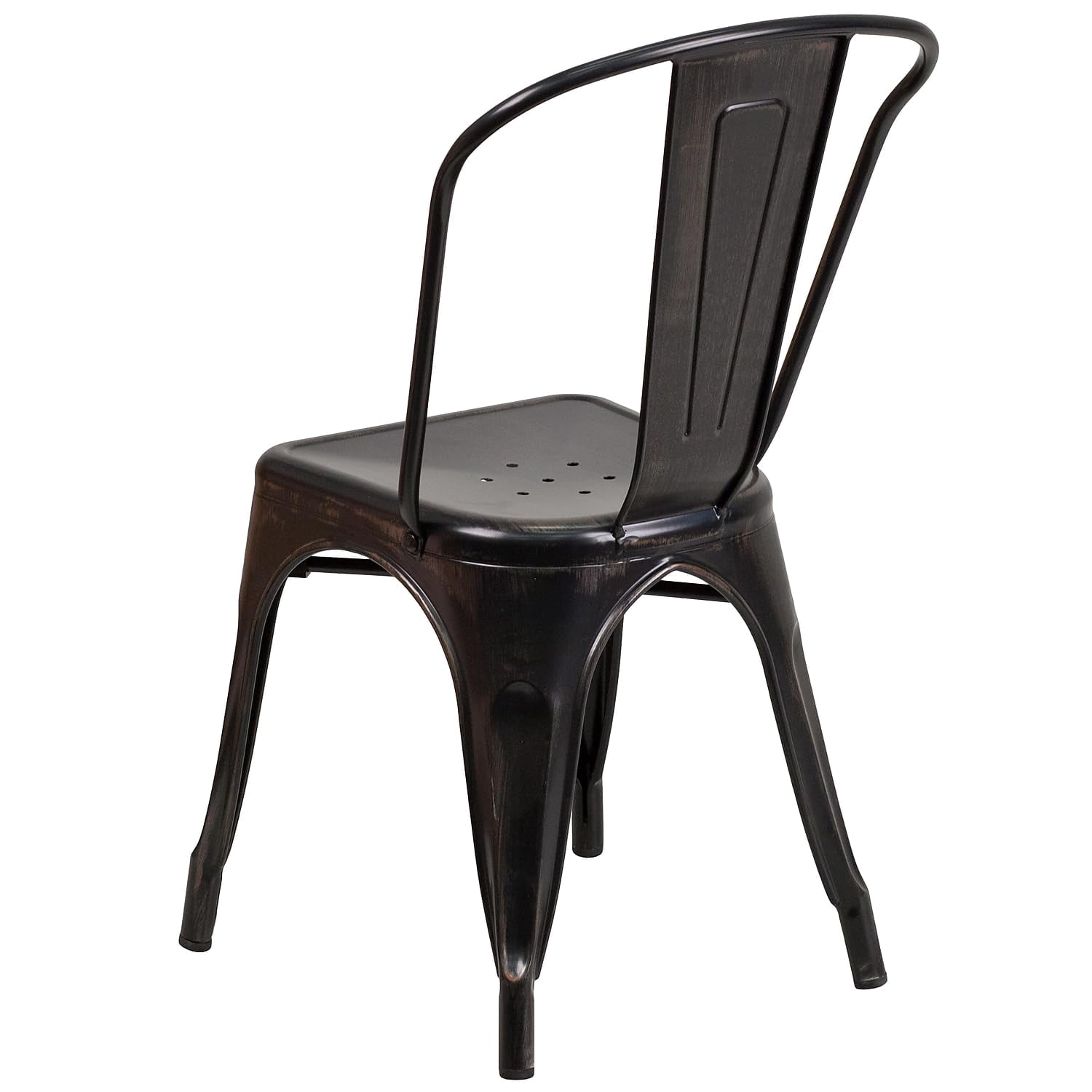 Bowery Hill 17.5" Industrial Metal Stackable Dining Chair in Black/Antique Gold