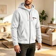 thumbnail image 3 of TKKCS Mens Full Zip Hoodie Casual Daily Midweight Regular Fit Long Sleeve Sweatshirt Jacket with Zipper Chest Pocket White M, 3 of 6
