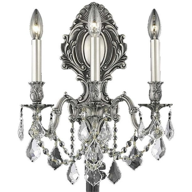 Wall Sconce Monarch Traditional 3 Light Golden Teak Smoky Crystal Pewter El 9058 Walmart Com Walmart Com