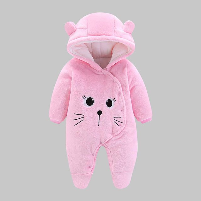Cowsor Newborn Baby Bear Outfit Girls Boys Winter Fleece Clothes Hooded Romper Set
