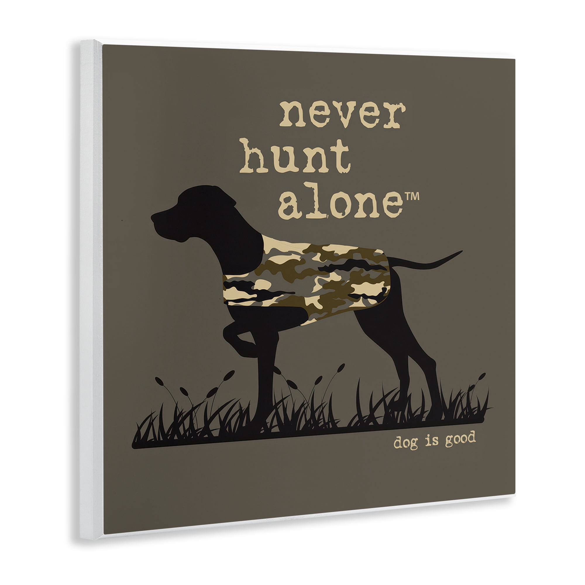Stupell Industries Never Hunt Alone Dog Animals Painting Unframed Art Print Wall Art, 12 x 12