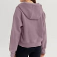 thumbnail image 4 of Tunic Tops Plus Size Long Fall Loose Hooded Sleeve Mitten- Cold Shoulder Half Zip Solid Color Hoodie Cotton Sweatshirt Hoodies(Light Purple,S), 4 of 6