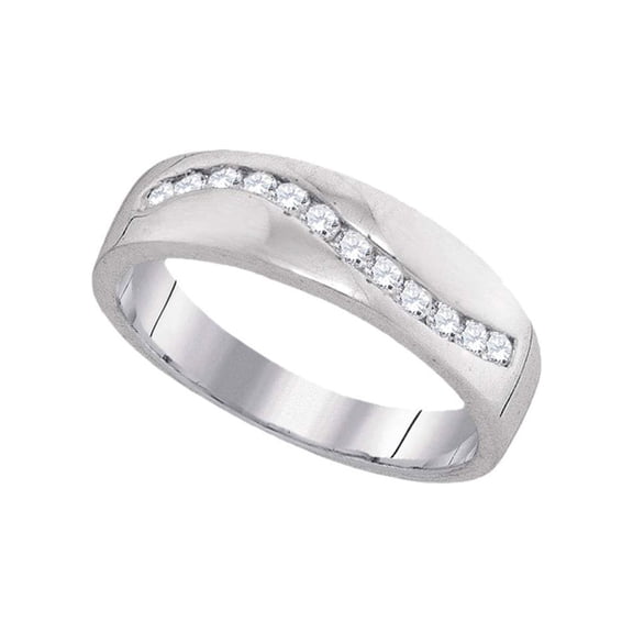Diamond Princess 10kt White Gold Mens Round Diamond Wedding Band Ring 1/4 Cttw