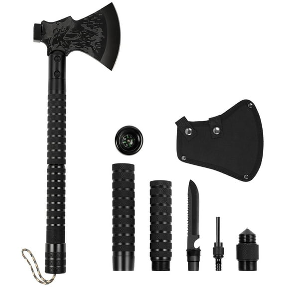 Tactical Folding Survival Axe & Hammer – Multi-Tool for Camping, Hiking & Emergencies, Portable Outdoor Hatchet with Sheath (Axe/Hammer Combo)