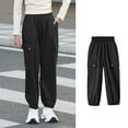 thumbnail image 2 of AUNVITO Kids 3-15Y Solid Color Cargo Jogger Pants Elastic Cuff Casual Long Summer Outdoor, 2 of 4