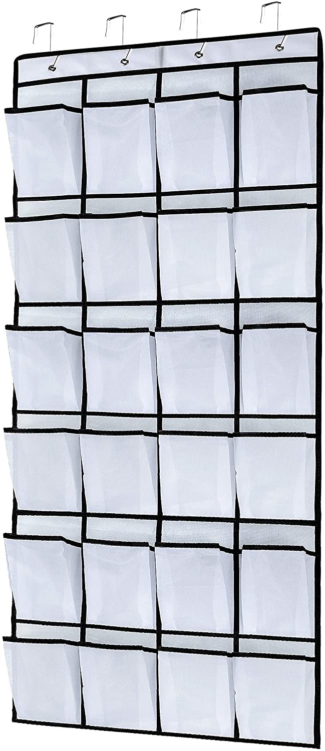 walmart plastic shoe rack on Over The Door Shoe Organizer With 24 Large Mesh Pockets Over The Door Shoe Rack And 4 High End Hooks Foldable Hanging Shoe Organizer Space Saving Door Shoe Organizer Hanging Shoe Organizer White