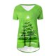 thumbnail image 4 of Puntoco Blusa de cuello en V con mangas raglán cortas y espalda larga con estampado navideño informal a la moda para mujer, 4 of 5