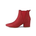 thumbnail image 6 of BLISSFUL STEP Women's Boots Pointed Toe Block Heel Chelsea Ankle Boots Red 7, 6 of 8