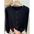 thumbnail image 1 of AOSSVIAO-suéteres de manga larga para mujer, cárdigan con cuello redondo, Tops de punto, Tops básicos de moda, primavera y otoño, 1 of 3