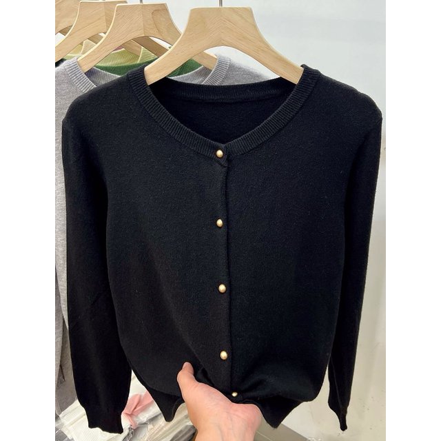 AOSSVIAO-suéteres de manga larga para mujer, cárdigan con cuello redondo, Tops de punto, Tops básicos de moda, primavera y otoño