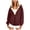 Wine, variant on felwors Long Sleeve Sherpa-Lined Zip-Up Hoodie with Balloon Sleeves Oversized Fleece Sweatshirt for Women Winter Warm Casual Khaki for Size S