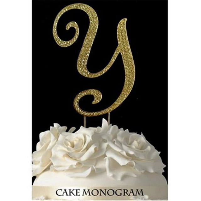 De Yi Enterprise 33015-Yg Monogramme Cake Toppers - Strass d'Or - Y