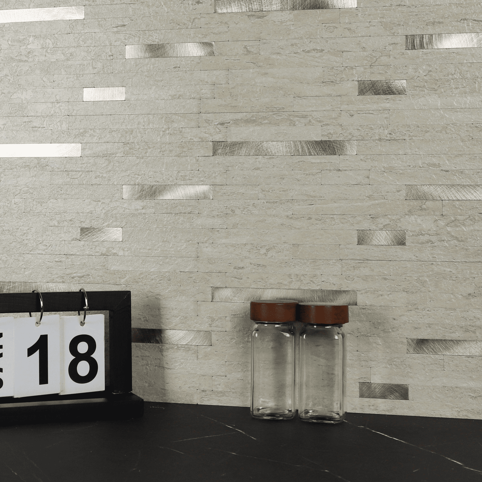 12-Sheet Peel and Stick Backsplash, Self Adhesive Milan White Faux Travertine Stone Mosaic Wall Tiles for Kitchen Bathroom(5.7 sq.ft)