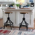 thumbnail image 2 of Bowery Hill Metal Adjustable Height Backless Stools Set of 2 in Dark Gunmetal, 2 of 14